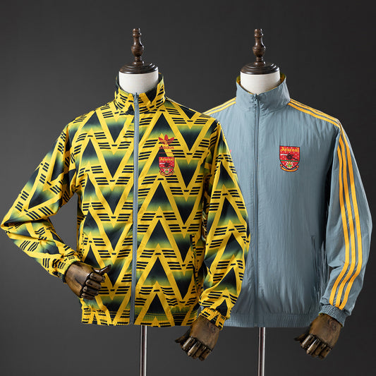 Arsenal Reversible Jacket Windbreaker worn both sides - Yellow & Grey
